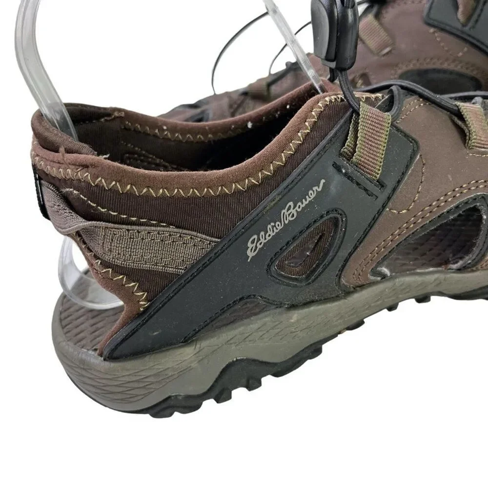 Eddie Bauer Rainer Mens Dark Brown Fisherman Water Sandals Closed Toe Shoes 11
